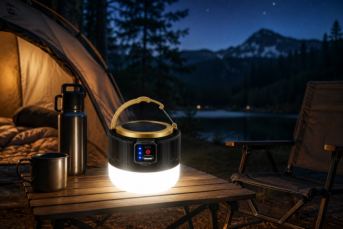 Lanterne de Camping LED Rechargeable & Solaire – Power Bank
