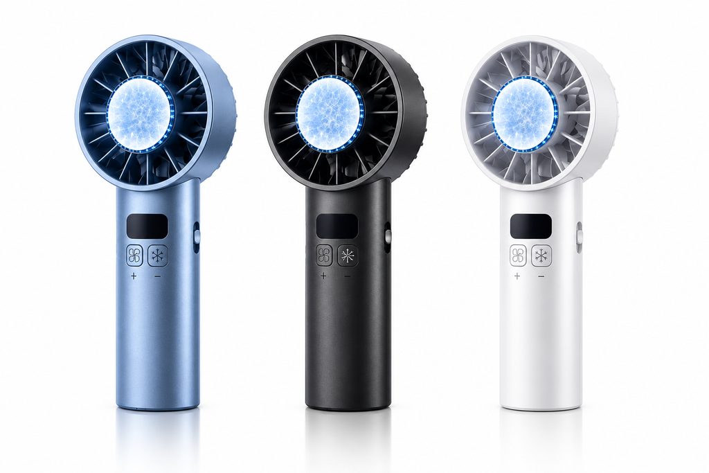 Ventilateur Portable à Refroidissement Instantané – Rechargeable USB avec Écran LED