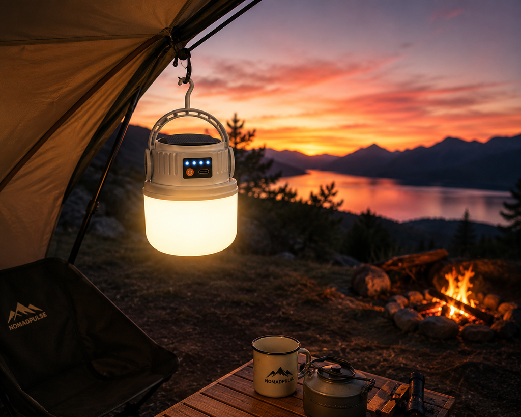 Lampe Solaire de Camping Multifonction Rechargeable USB-C
