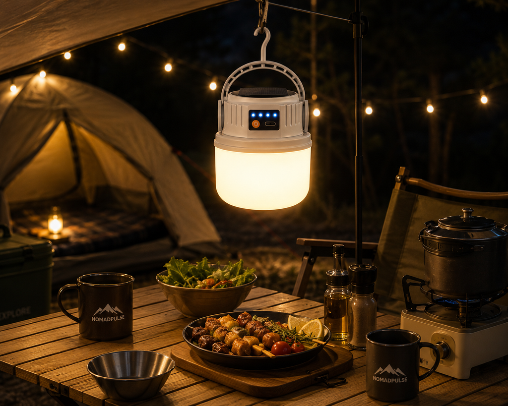 Lampe Solaire de Camping Multifonction Rechargeable USB-C