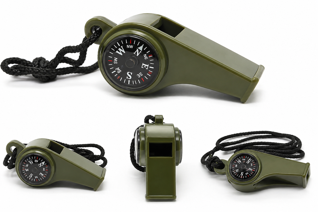 Sifflet de Survie 3-en-1 NomadPulse – Boussole & Thermomètre