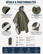 Poncho de Pluie 3-en-1 – Imperméable, Bâche & Abri Outdoor | NomadPulse