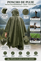 Poncho de Pluie 3-en-1 – Imperméable, Bâche & Abri Outdoor | NomadPulse