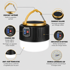 Lanterne de Camping LED Rechargeable & Solaire – Power Bank
