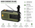 Radio d'Urgence Solaire 5-en-1 – Manivelle, Lampe LED, Batterie Externe & AM/FM