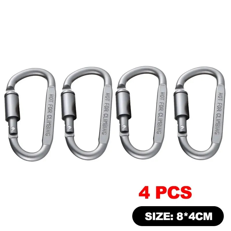 6pcs Carabiner Travel Kit Camping Equipment Alloy Aluminum Survival Gear Camp Mountaineering Hook Carabiner Camping Accessories