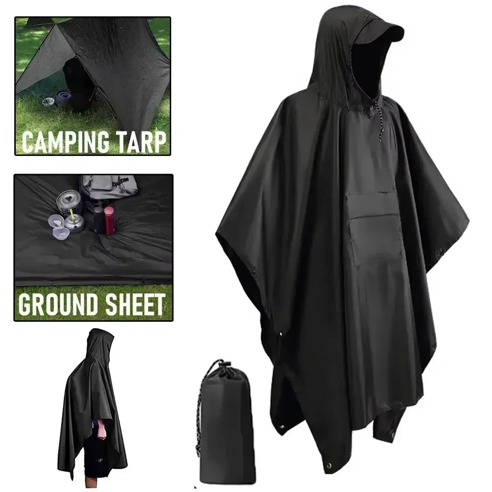 Poncho de Pluie 3-en-1 – Imperméable, Bâche & Abri Outdoor | NomadPulse
