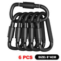 6pcs Carabiner Travel Kit Camping Equipment Alloy Aluminum Survival Gear Camp Mountaineering Hook Carabiner Camping Accessories